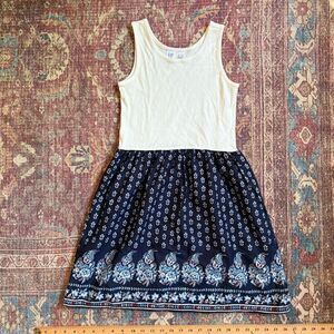 Gap Girls XL 14/16 Sleeveless White and Navy Paisley Patterned Dress